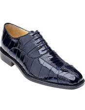  Mens Navy Genuine Eel and Ostrich Skin Shoes Mare