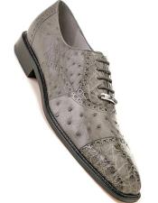  Belvedere Mens Gray Ostrich Crocodile Shoes