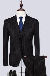  Product#JA60386 White Suit With Black Pinstripe