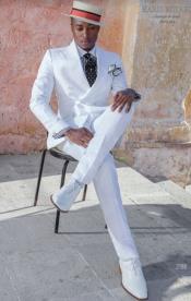  White Linen Suit - Double Breasted