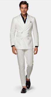  White Linen Suit - Double Breasted