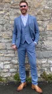  Light Blue Tweed Suit - Groom Tweed Wedding Suit