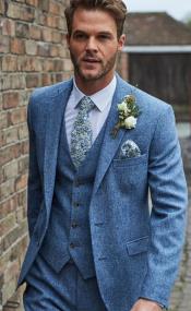 Light Blue Tweed Suit - Groom Tweed Wedding Suit