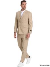  Slim Fit Double Breasted Suit Gold