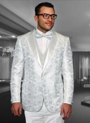  White Paisley Suit - Wedding Tuxedo