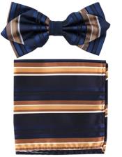  Formal - Wedding Bowtie - Prom Navy and Brown