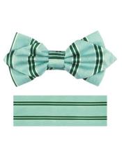  Formal - Wedding Bowtie - Prom Aqua Green Stripe