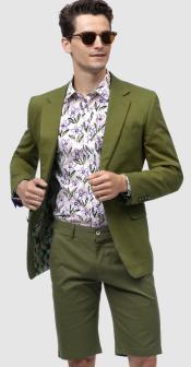  Mens Suits With Shorts - Olive