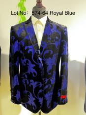  Paris Suits Mens Suit Royal Blue