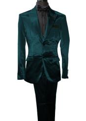  Shiny Blazer - Teal Sateen Vested Suit