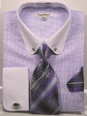 Lavender Pin Collar Dress Shirt With