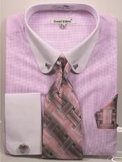  Pink Pin Collar Dress Shirt With