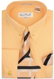  Peach Pin Collar Dress Shirt With