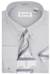  Silver Pin Collar Dress Shirt With