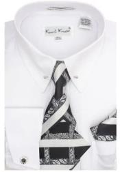  White Pin Collar Dress Shirt With