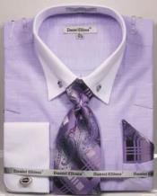  Lilac Pin Collar Dress Shirt With
