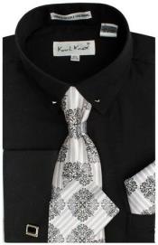  Black Pin Collar Dress Shirt With