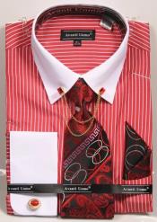  Red Pin Collar Dress Shirt With