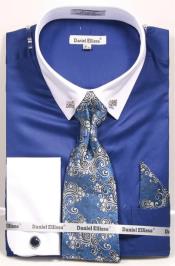  French Blue Pin Collar Dress Shirt