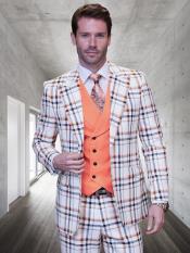  Peak Lapel Modern Fit Suit - Orange