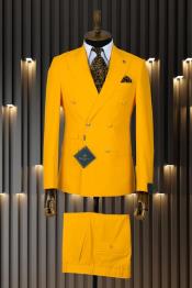  Mens Double Breasted Suit - Gold