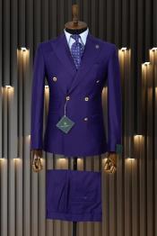  Mens Double Breasted Suit - Purple
