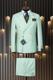  Mens Double Breasted Suit - Mint