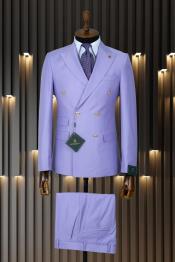  Mens Double Breasted Suit - Lavender