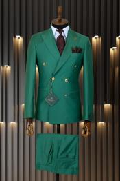  Mens Double Breasted Suit - Emerald