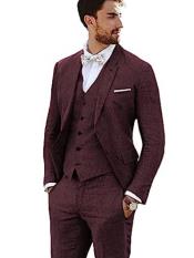  Linen Suit - Burgundy