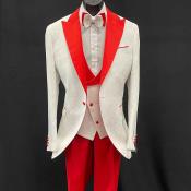  One Button Peak Lapel White ~ Orange Suit