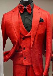 One Button Notch Lapel Red Suit