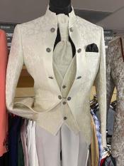  8 Button Double Breasted White Suit
