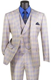  Blue Plaid Suit - Vested Suit