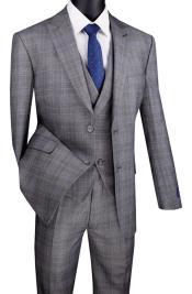  Gray Plaid Suit - Vested Suit