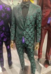  Retro Paris Fancy Hunter Green Suit