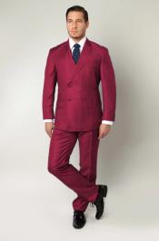  Burgundy Double Breasted Suit - Slim