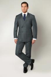  Charcoal Double Breasted Suit - Slim