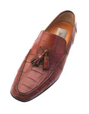  Ferrini Crocodile Tassel Loafer Dress Shoe in Cognac
