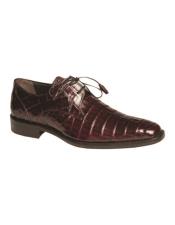  Burgundy Crocodile Shoes Oxford Lace-up