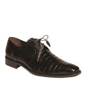  Black Crocodile Shoes for Men Plain Toe