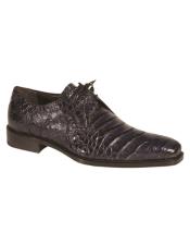  Navy Blue Crocodile Shoes Oxford Lace-up