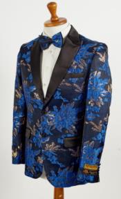  and Tall Tuxedo Jacket - Blue ~ Black Paisley
