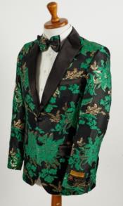  and Tall Tuxedo Jacket - Green ~ Black Paisley