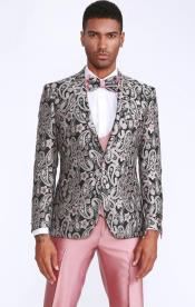  Tuxedo With Floral Pattern Four Piece Set