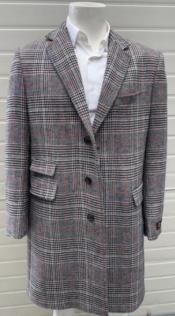  Mens Plaid Overcoat - Checkered Carcoat