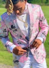  Paisley Shawl Prom Tuxedo in Pink