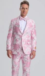  Pink and Silver Floral Paisley Prom Tuxedo