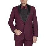 Mens Black and Maroon Suit