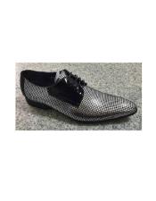 Mens Black And Silver Dress Shoes